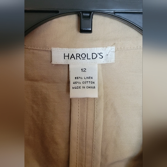 Harold's Size 12 Khaki Unlined Jacket Scalloped Edges - Picture 2 of 6
